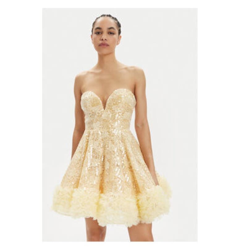 Дамска рокля -  304120251 - Полиамид - Жълт ROTATE