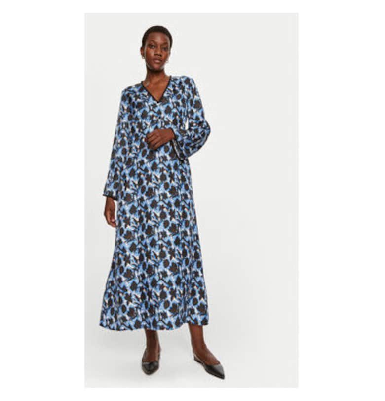 Дамска рокля -  304135347 - Коприна - Син - Син Munthe