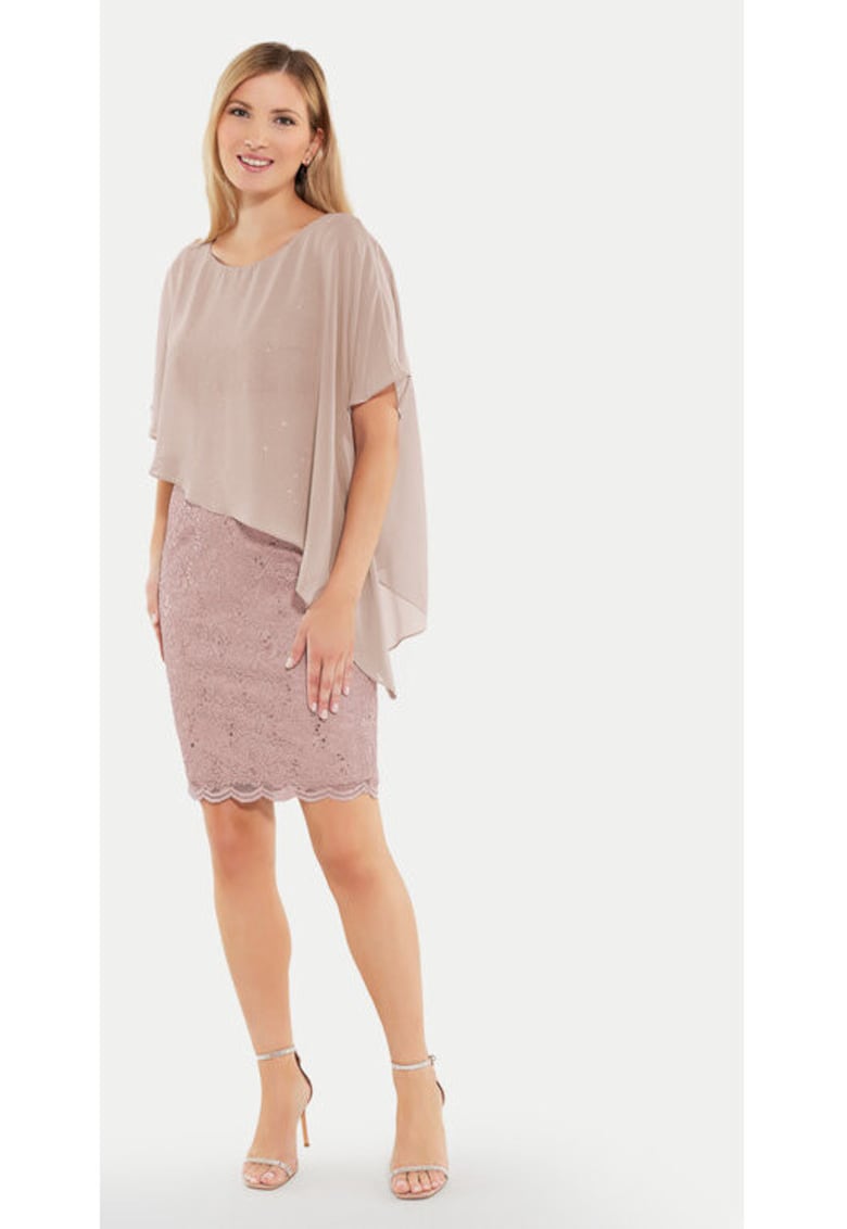 Дамска рокля - 304165009 - Полиестер - Бежов Swing