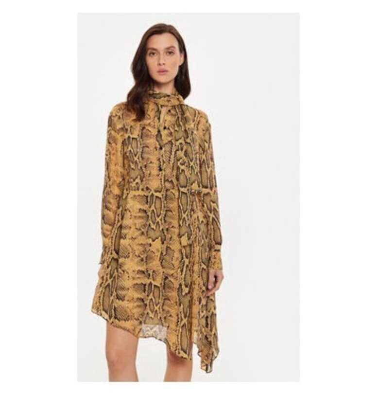 Дамска рокля -  304280368 - Вискоза - Кафяв - Кафяв Sisley