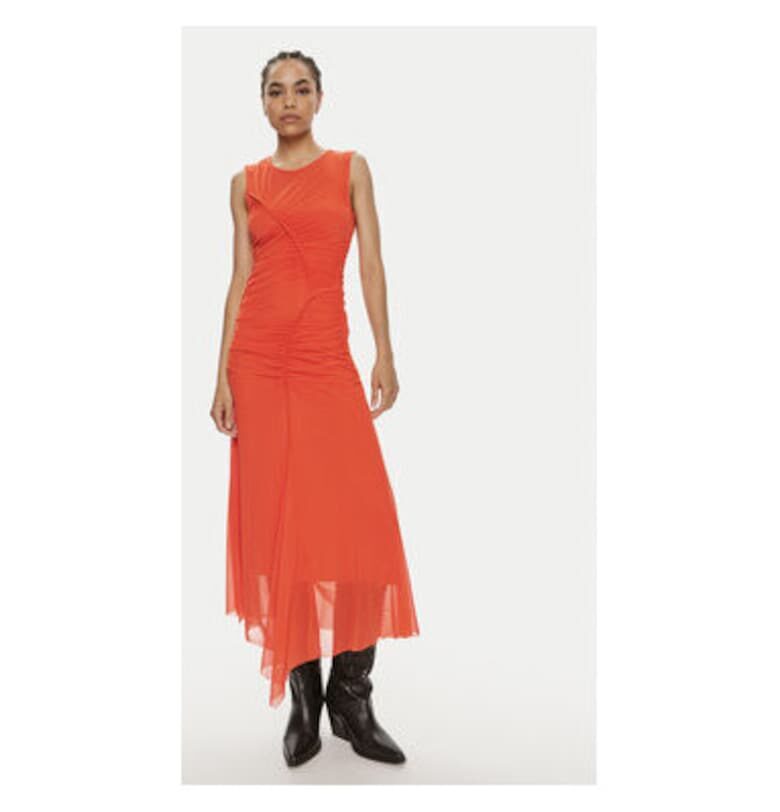 Дамска рокля -  304354489 - Рециклиран полиестер - Оранжев - Оранжев GESTUZ