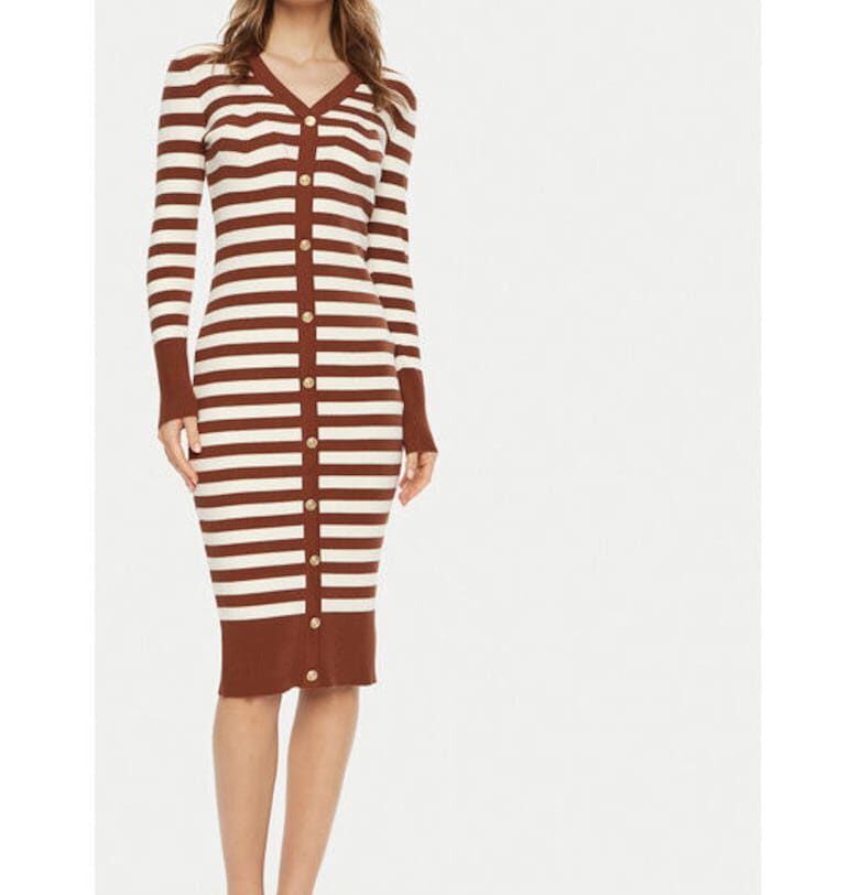 Дамска рокля -  304449017 - Вискоза/Полиамид - Кафяв - Кафяв Fracomina