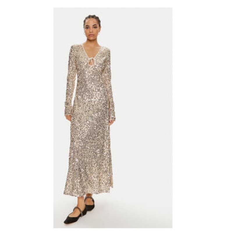 Дамска рокля -  304471391 - Рециклиран полиестер - Златен - Златист ROTATE