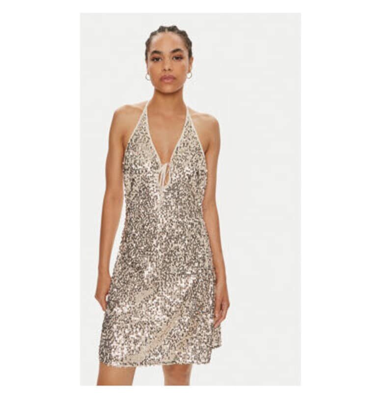 Дамска рокля -  304471407 - Рециклиран полиестер - Златист - Златист ROTATE