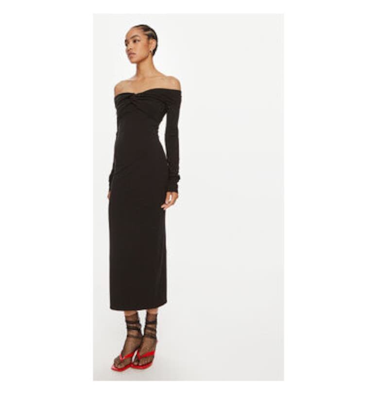 Дамска рокля -  304471704 - Модал/Органичен памук/Еластан - Черна ROTATE