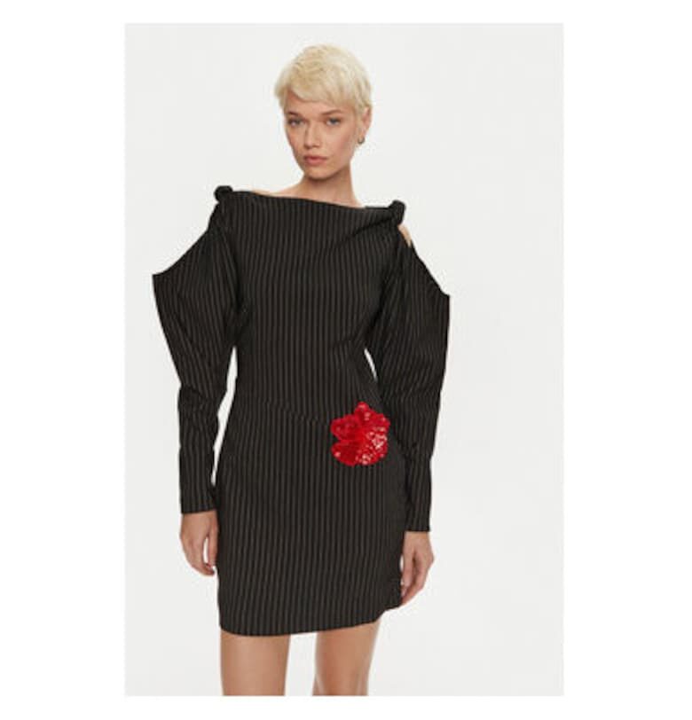 Дамска рокля -  304473098 - Вискоза/Полиестер - Черен ROTATE