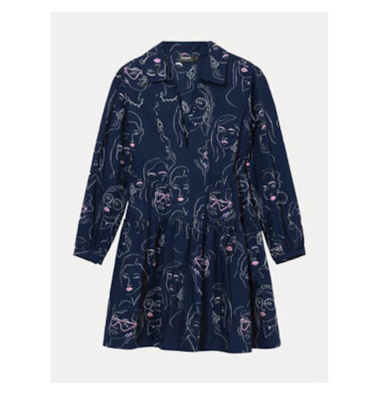 Дамска рокля -  304478451 - Памук - Син - Син DESIGUAL