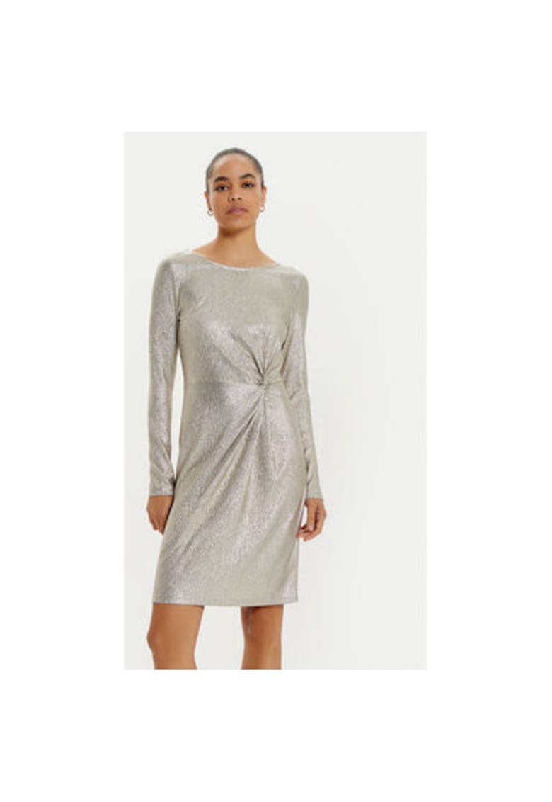 Дамска рокля - 304524769 - Полиестер - Златен Oui