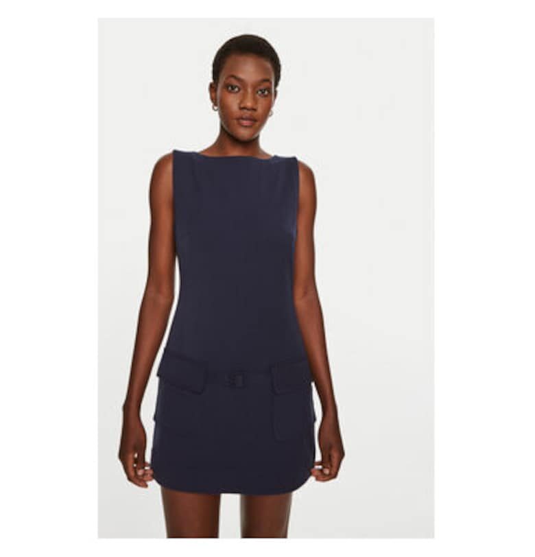 Дамска рокля -  304549007 - Полиестер/Вискоза - Син - Син Staud