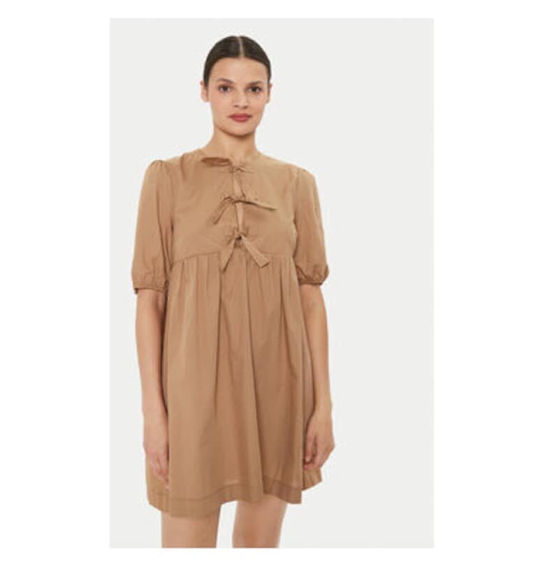 Дамска рокля -  304549489 - Памук - Кафяв - Кафяв VICOLO