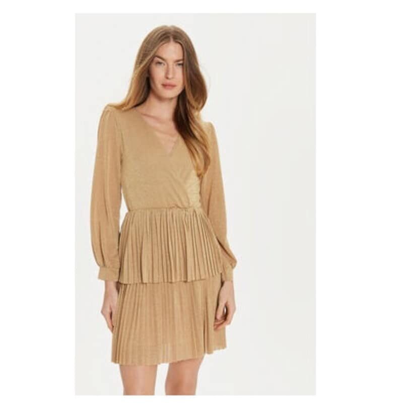 Дамска рокля -  304776274 - Вискоза/Полиестер - Златист - Златист ARTIGLI