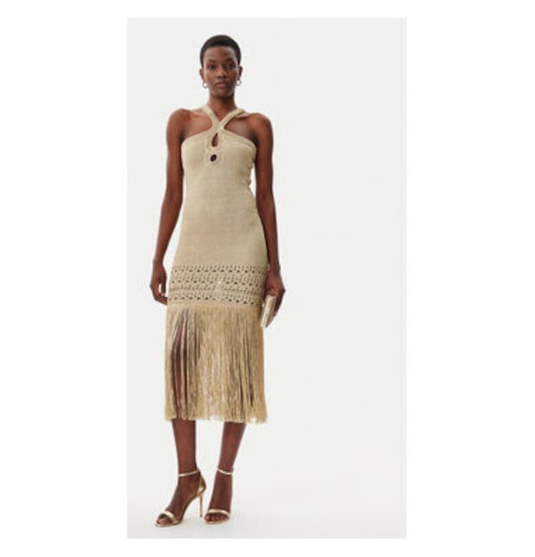 Дамска рокля -  305172495 - Вискоза/Метални влакна - Бежов - Бежов Simona corsellini