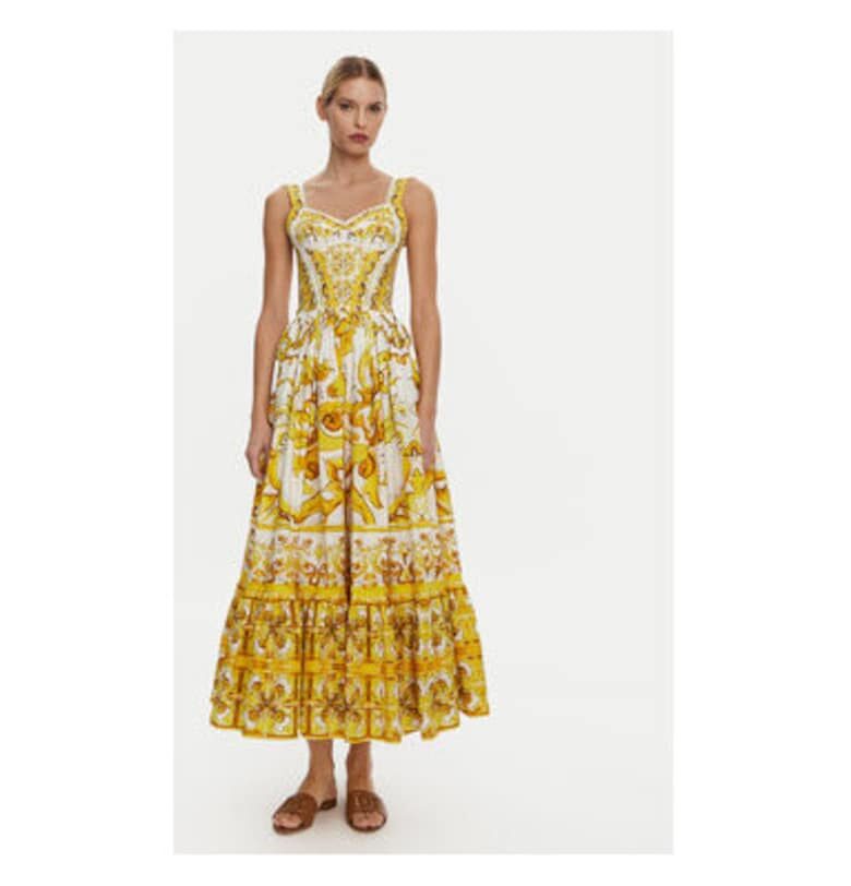 Дамска рокля -  305315434 - Памучен цвят - Жълт - Жълт Dolce  Gabbana