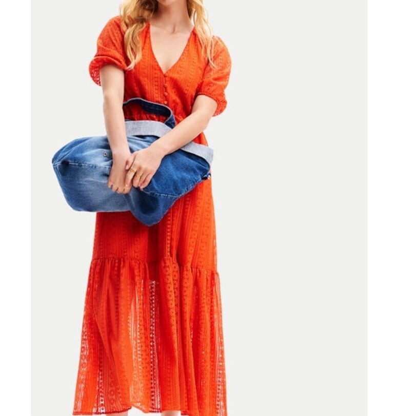 Дамска рокля -  76695 - оранжева - памук DESIGUAL