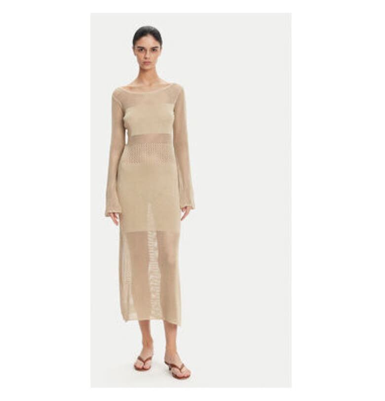 Дамска рокля  FS25SD5004K514O7 - Вискоза/лурекс - Бежов - Бежов Fracomina