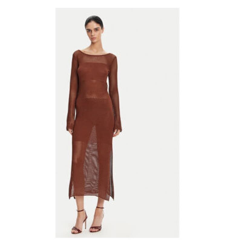 Дамска рокля  FS25SD5004K514O7 - Вискоза/лурекс - Кафяв - Кафяв Fracomina