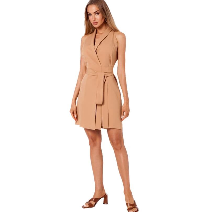 Дамска рокля - Made of Emotion - Dema - мини - Кафяв MOE