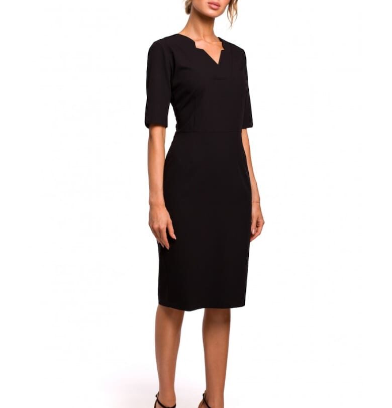 Дамска рокля  V-образно деколте - Полиестер - Черен MOE