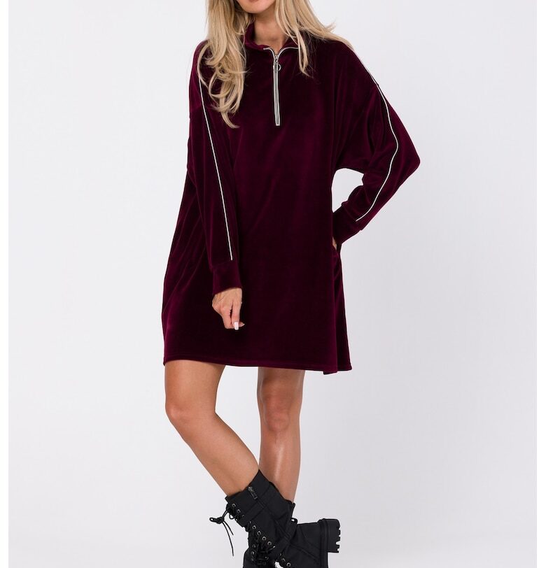 Дамска рокля - Абито - Елегантна - Полиестер/Памук - Виолетов MOE