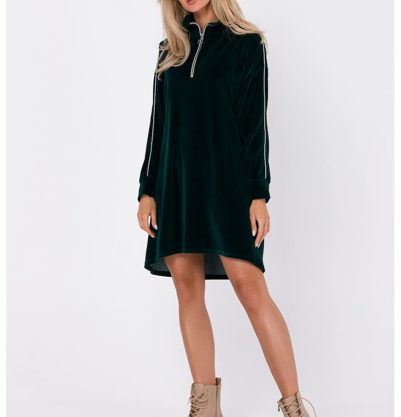 Дамска рокля - Абито - Елегантна - Полиестер/Памук - Зелен MOE