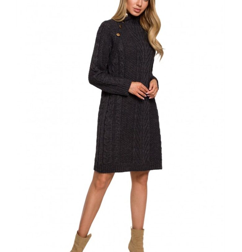 Дамска рокля -  Акрил/Полиамид - Черна - Графитено сиво MOE