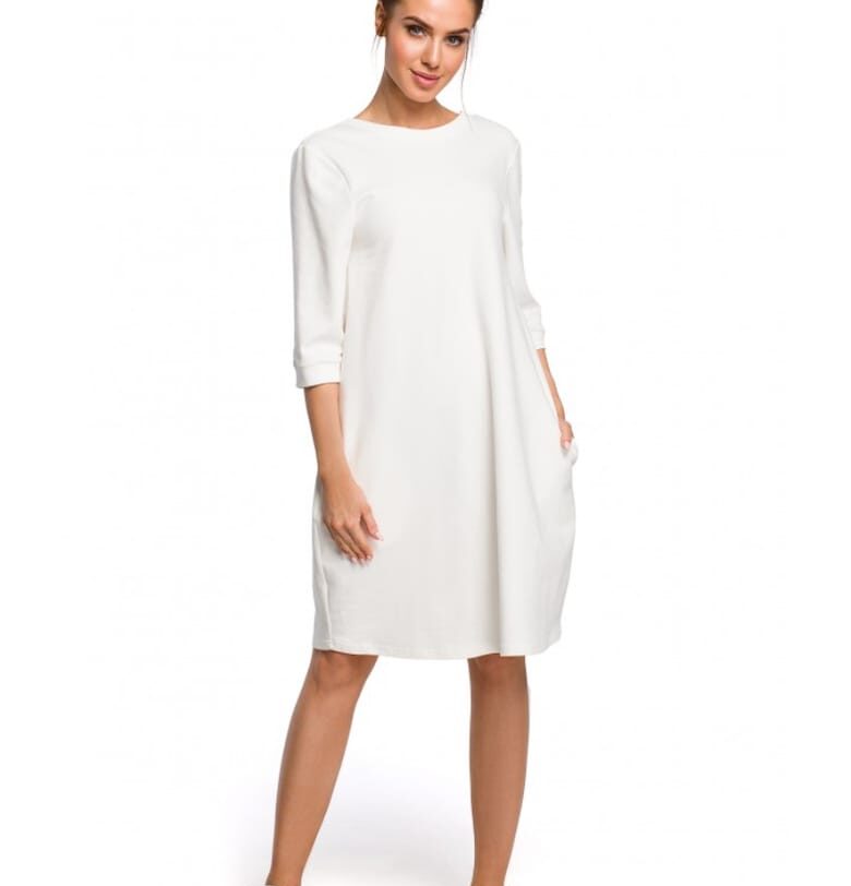 Дамска рокля -  Памук/Еластан - - Бял MOE