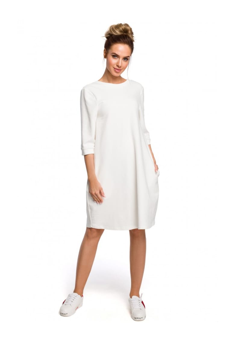 Дамска рокля - Памук/Еластан - - Бял MOE