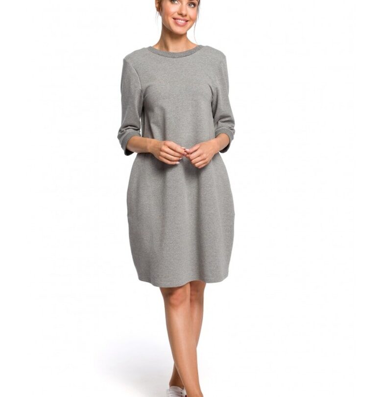 Дамска рокля -  Памук/Еластан - - Сив MOE