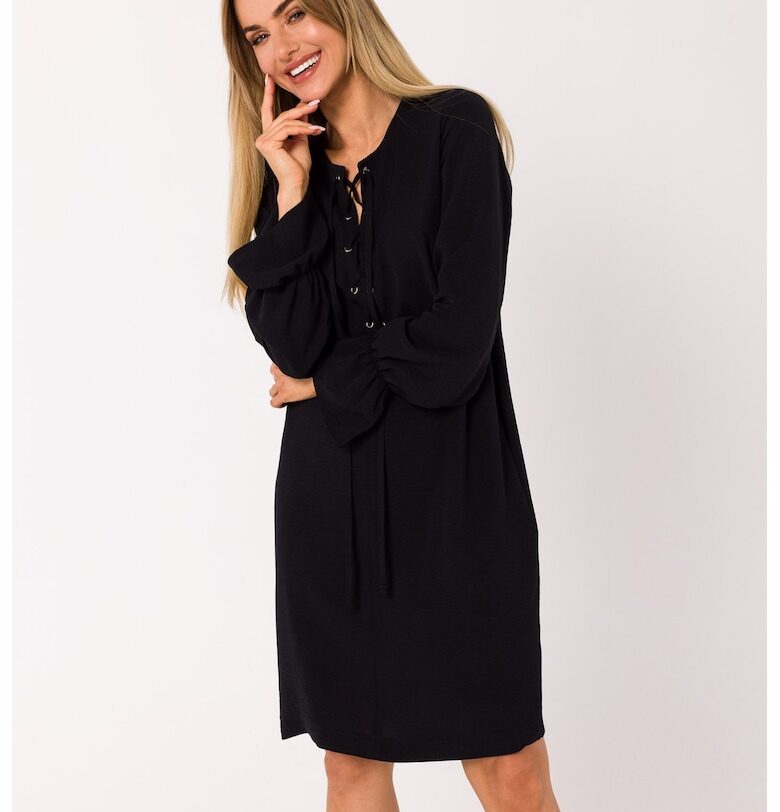 Дамска рокля - Полиестер - М - Черен - Черен MOE