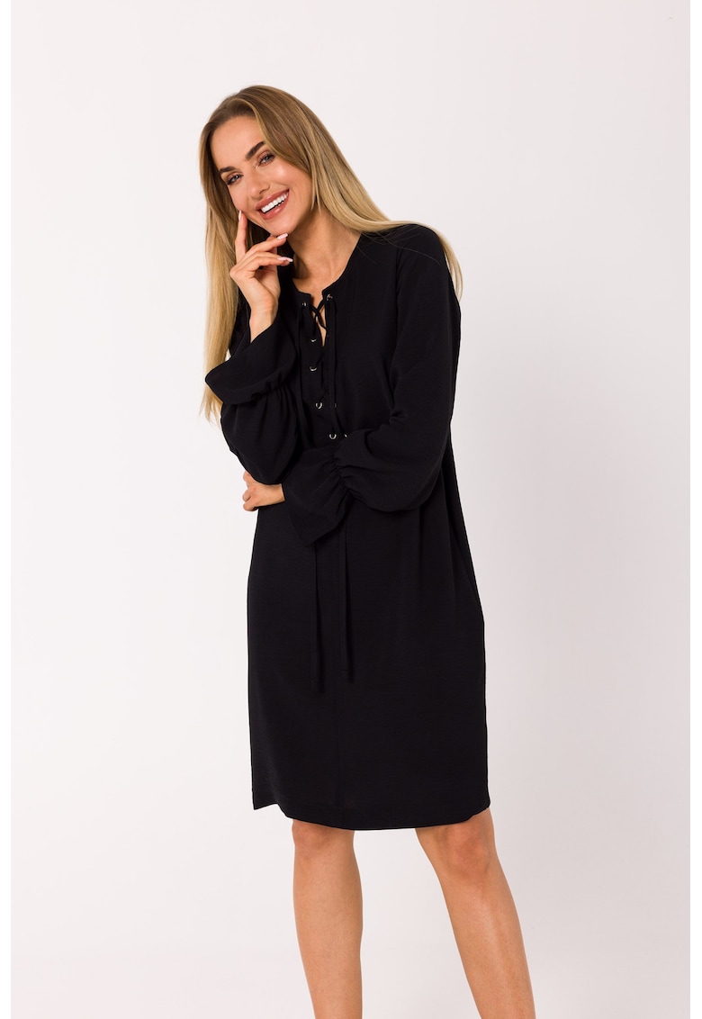 Дамска рокля - Полиестер - М - Черен - Черен MOE