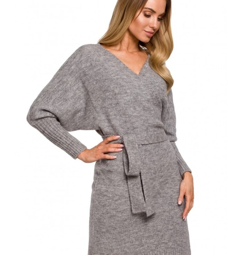 Дамска рокля -  Полиестер/Вълна - Сива MOE