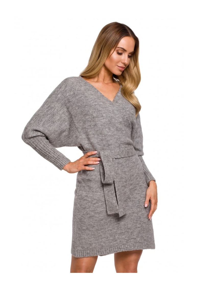 Дамска рокля - Полиестер/Вълна - Сива MOE