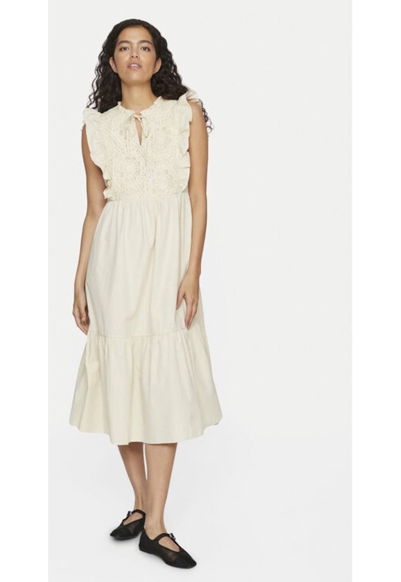 Дамска рокля - вила - Бежов - Памук Vila