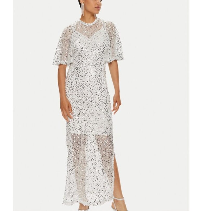 Дамска рокля - вила - сребрист - полиестер Vila