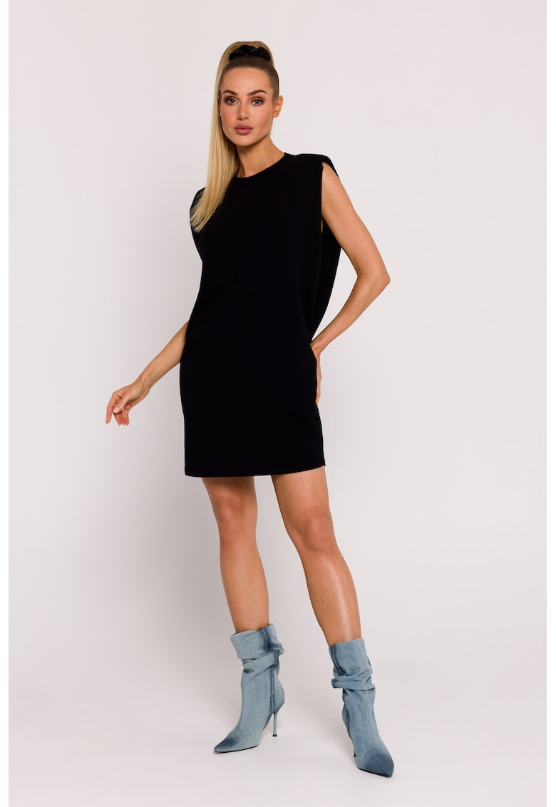 Дамска рокля - мини - с покрити рамене - Полиестер - Черна - Черен OEM