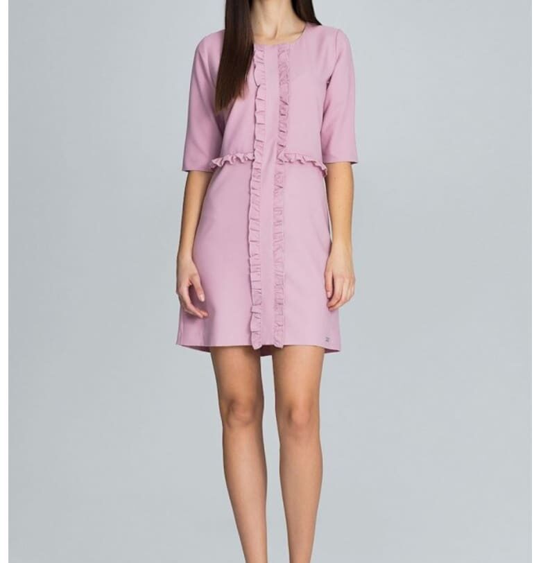 Дамска рокля модел 116233 Фиг - Розово Figl