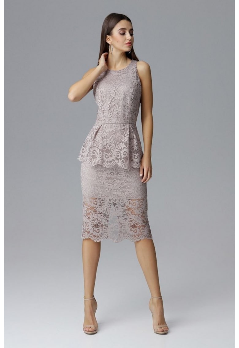 Дамска рокля модел 126202 Фиг - Бежов Figl