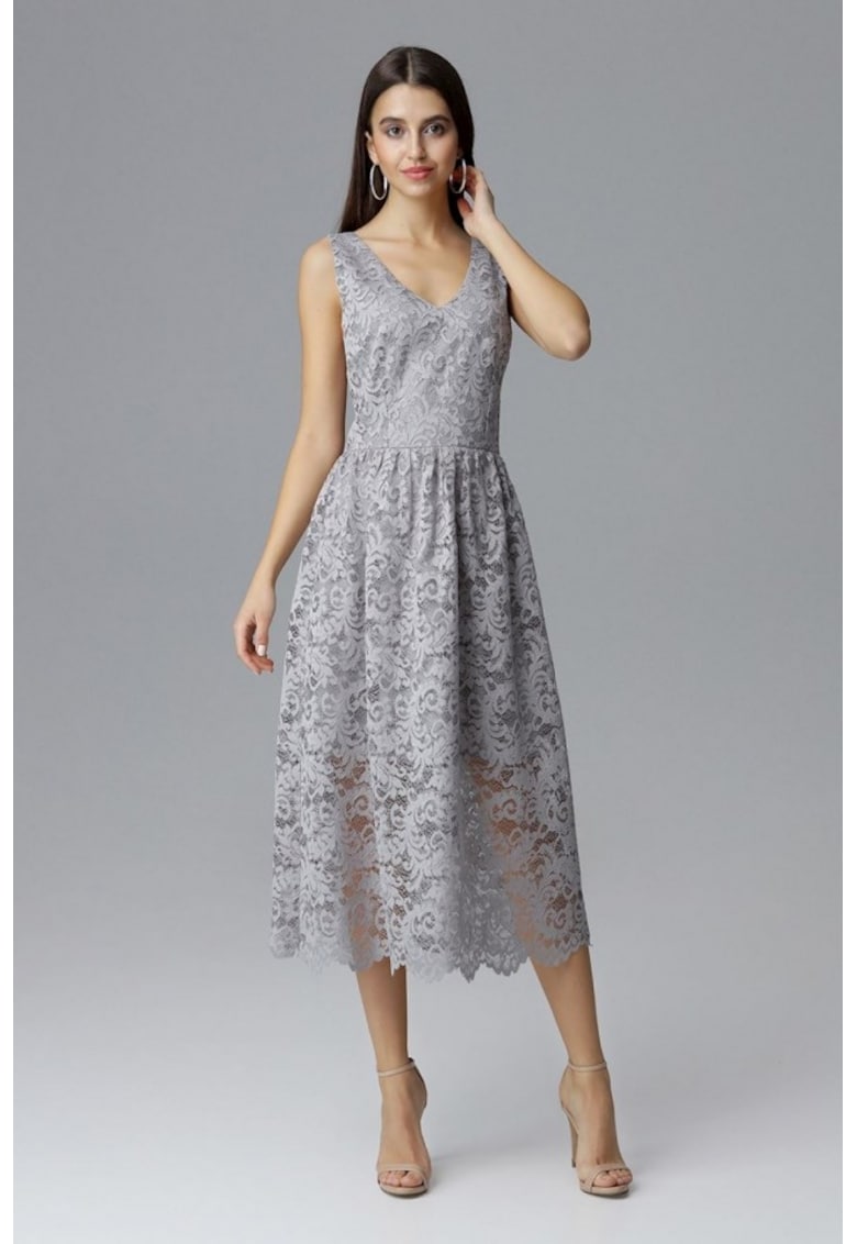 Дамска рокля модел 126206 Фиг - Сив Figl
