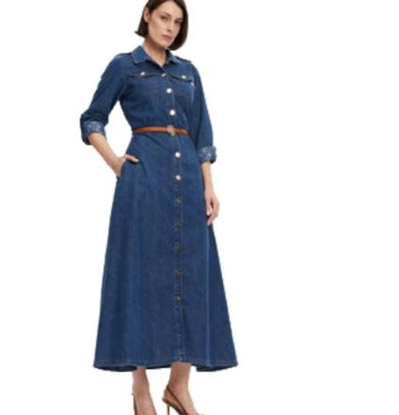 Дамска рокля  памук/полиестер - синя Fracomina