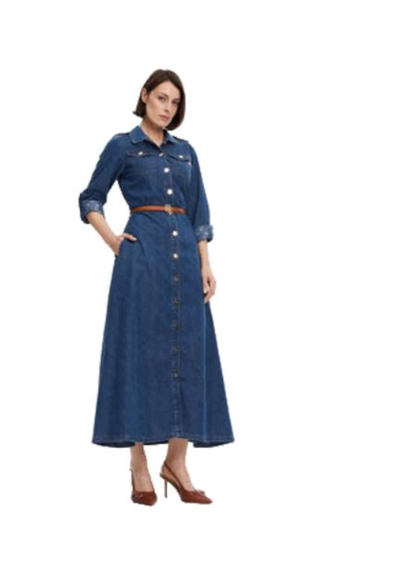 Дамска рокля памук/полиестер - синя Fracomina