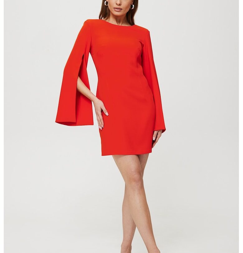 Дамска рокля - с разкроени ръкави - Полиестер - Червена - Лавандула MOE