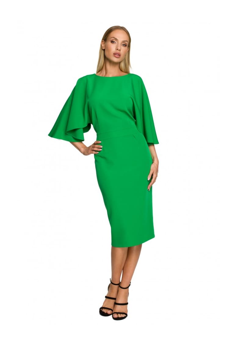Дамска рокля - с ръкав - полиестер - еластан - Зелен MOE