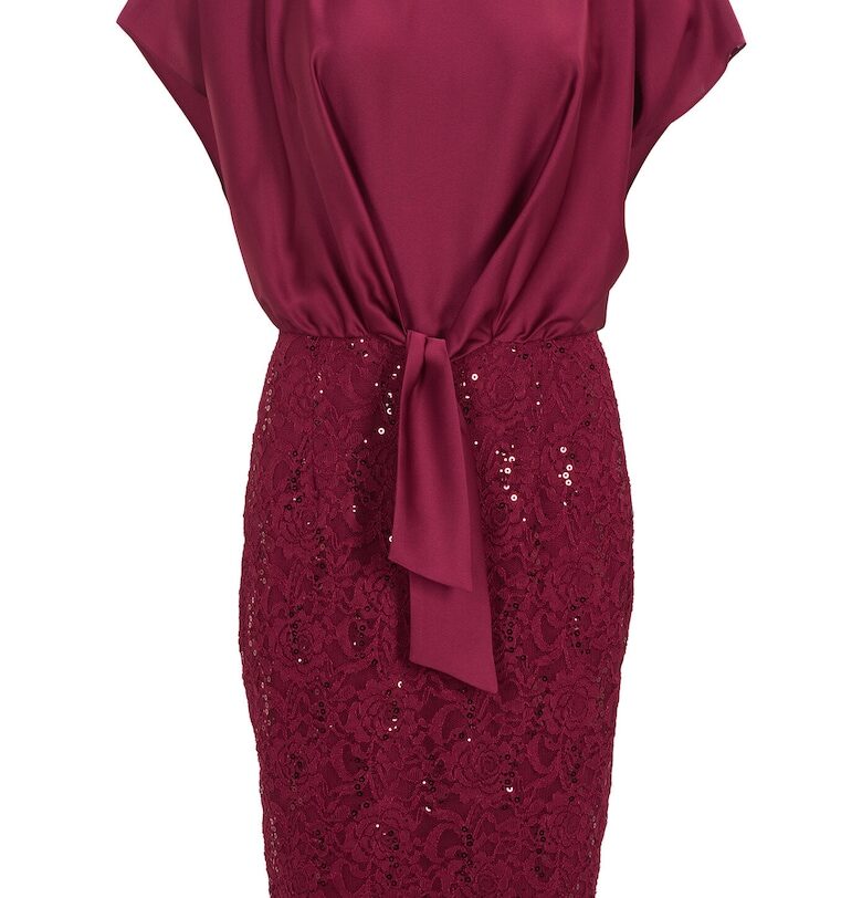 Дамска рокля тип „люлка“ - 5AI10900 - Полиестер - Бордо Swing