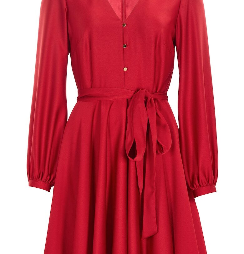 Дамска рокля тип „люлка“ - 5AI13900 - Полиестер - Червен Swing