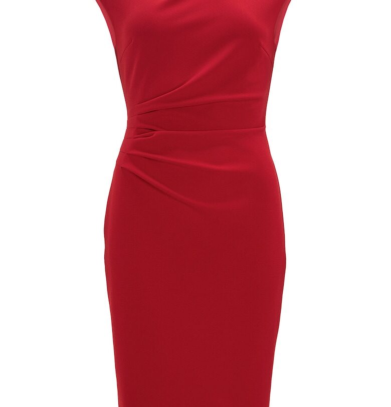 Дамска рокля тип „люлка“ - 5AI16700 - Полиестер - Червен Swing