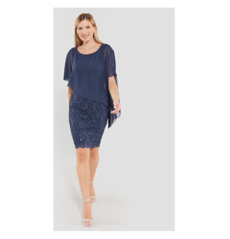 Дамска рокля тип „люлка“ - 77760410 - Полиестер - 44 EU - Тъмносин Swing