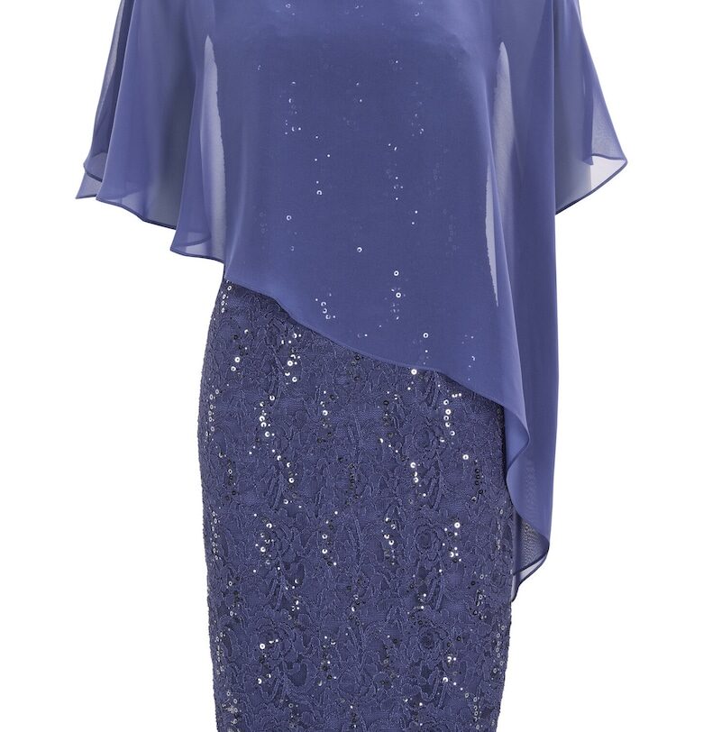 Дамска рокля тип „люлка“ - 77760410 - Полиестер - Син Swing