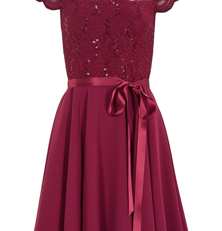 Дамска рокля тип „люлка“ - 77760510 - Полиестер - Бордо Swing