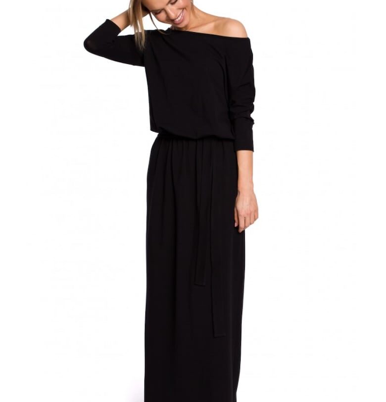 Дамска рокля - шнур - памук - еластан - шам фъстък зелено1`2 - Черен MOE