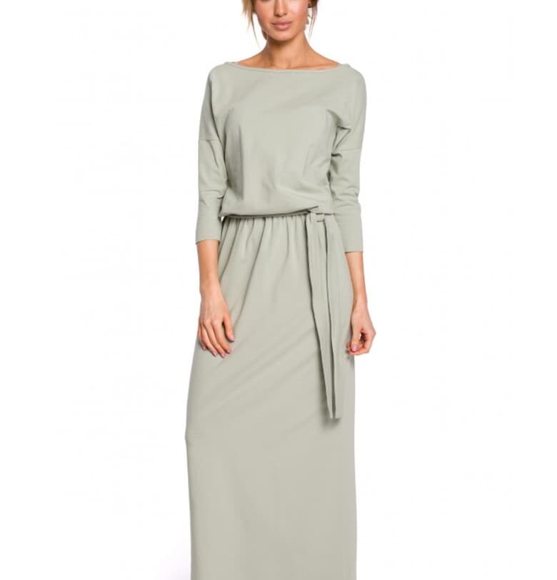 Дамска рокля - шнур - памук - еластан - шам фъстък зелено1`2 - шамфъстък MOE